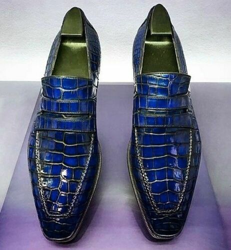 Handmade Men Alligators Leather Shoes, Men Crocodile Leather Shoe, moccasin shoe