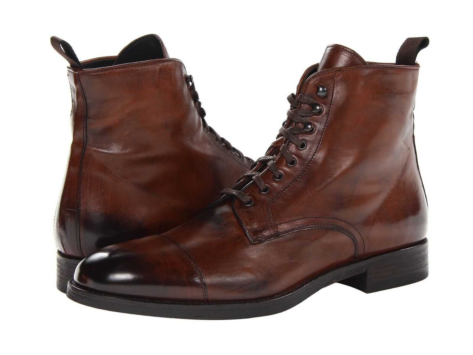 Handmade Men Brown Lace Up Leather Ankle High Boots / Shoes For Men-Leather Sole