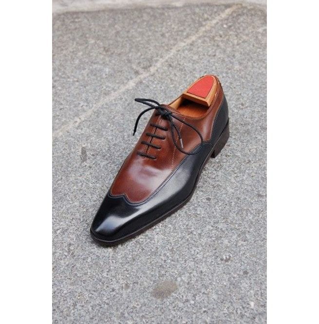 Handmade Men Brown And Black Two Tone Formal Shoes, Dress Shoes