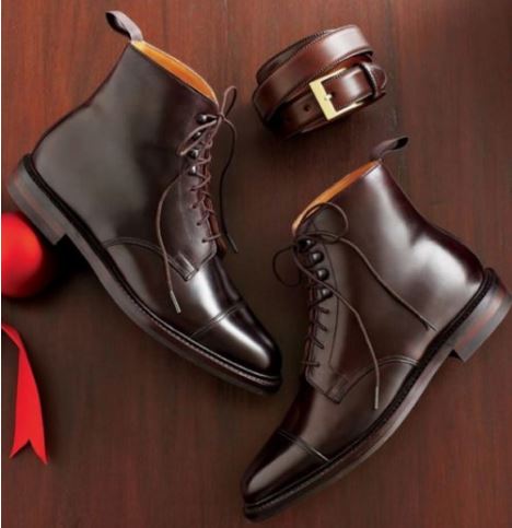 Handmade Men’s Dark Brown Chukka Lace Up Ankle Dress Boots, Real Leather Office Business Boots.