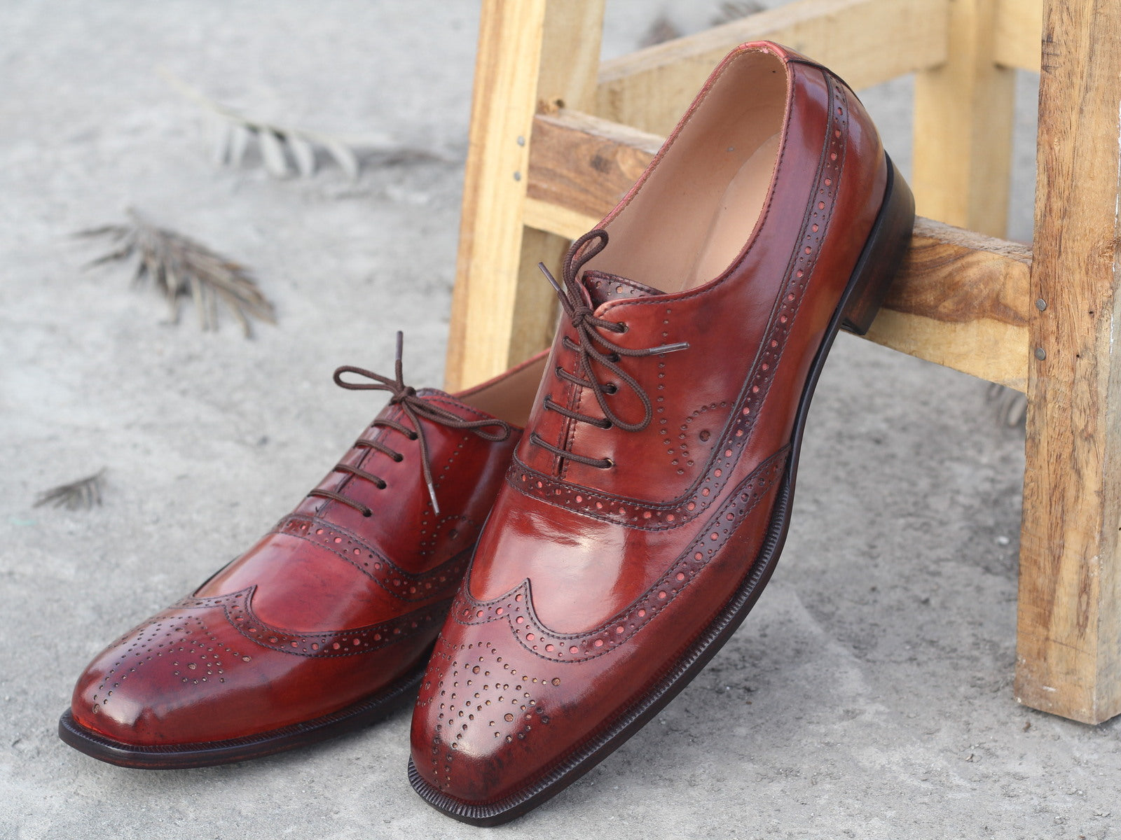 Stylish Handmade Men's Burgundy Wing Tip Brogue Leather Shoes, Men Designer Shoe