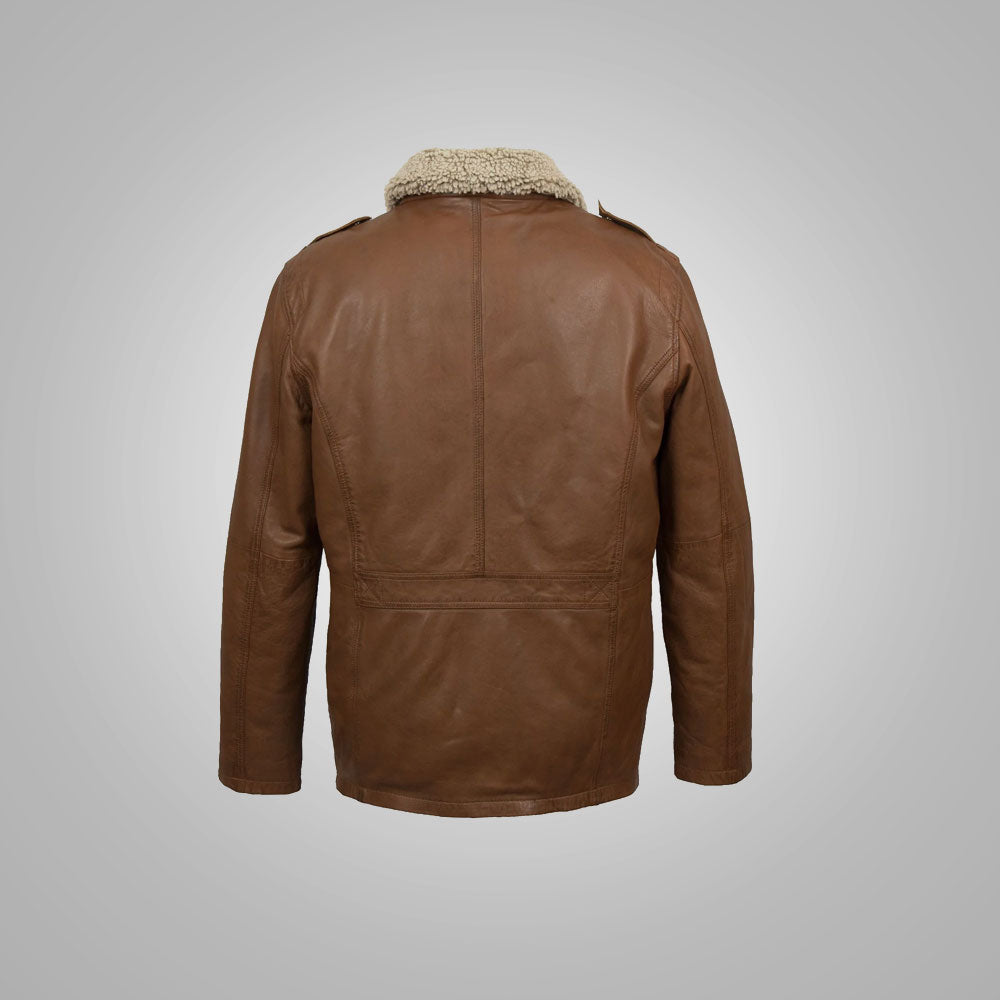 Mens Natural Brown Leather Blazer Jacket