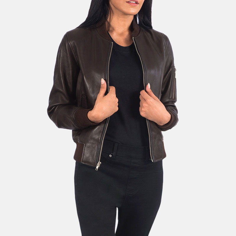 Ava Ma-1 Brown Leather Bomber Jacket