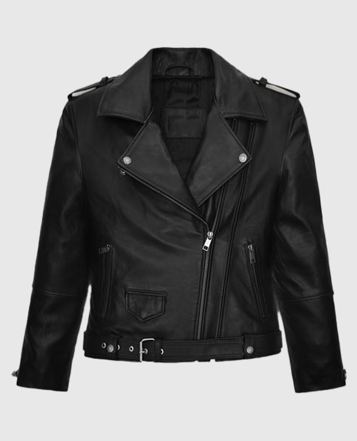 Vox Lux Natalie Portman Black Biker Leather Jacket