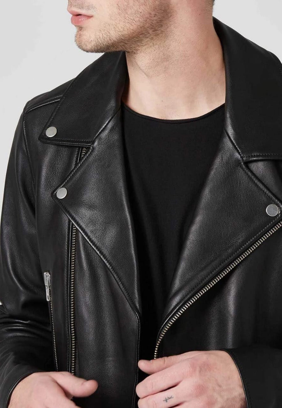 Men’s Black Genuine Leather Biker Jacket