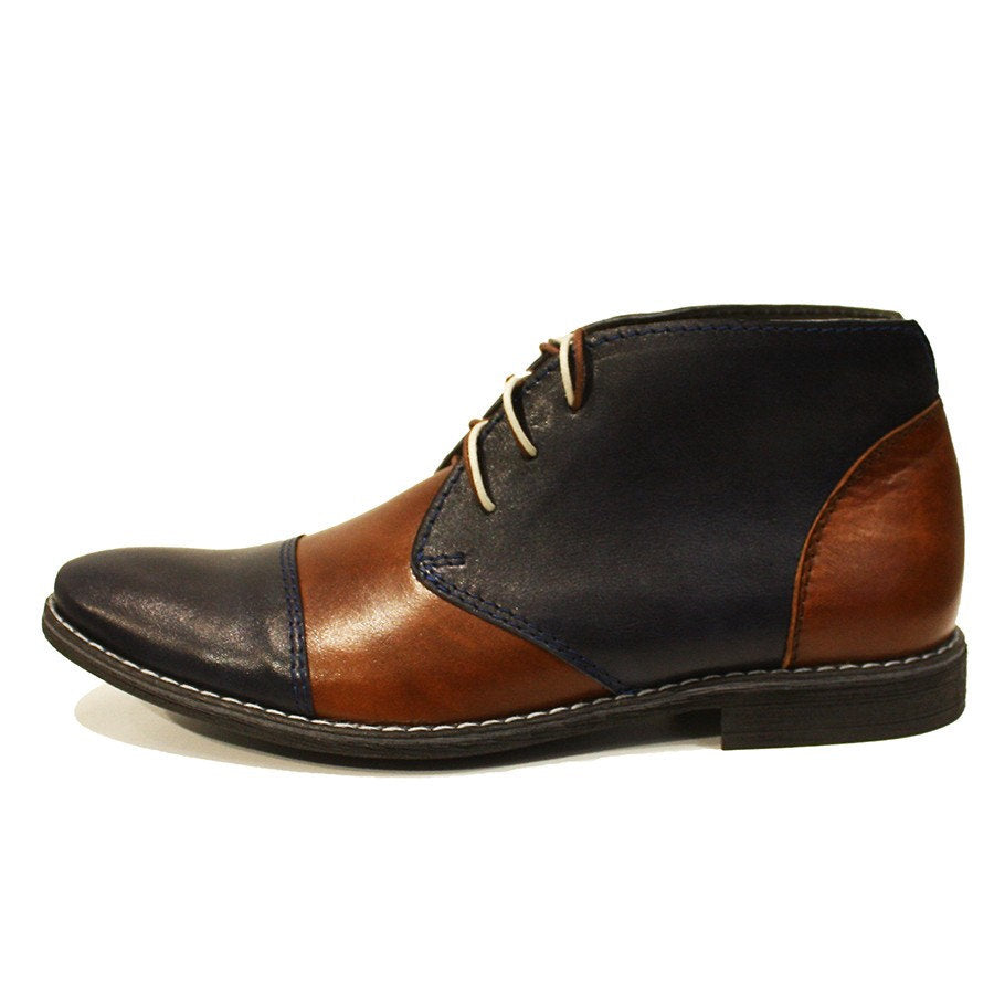 Brown Black Lace Up Genuine Leather Chukka Party Wear Handcrafted Men Boots