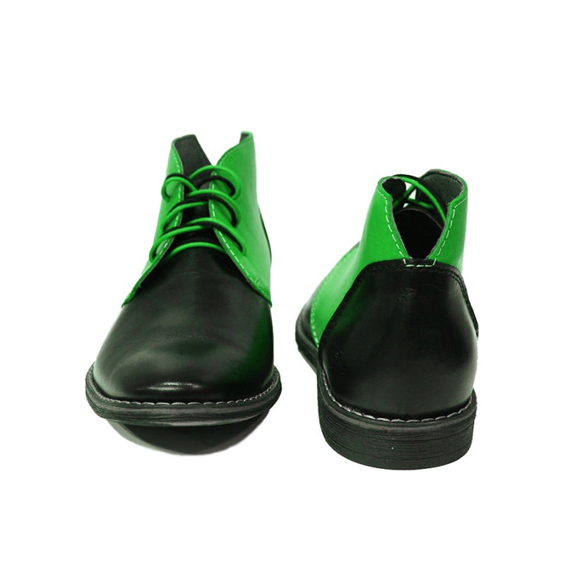 Lace Up Plain Toe Green Black Chukka Superior Leather Party Wear Men Boots