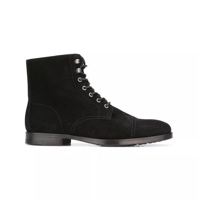 Handcrafted Mens Fashion Black Suede Lace Up Boots, Men Suede Ankle Boots