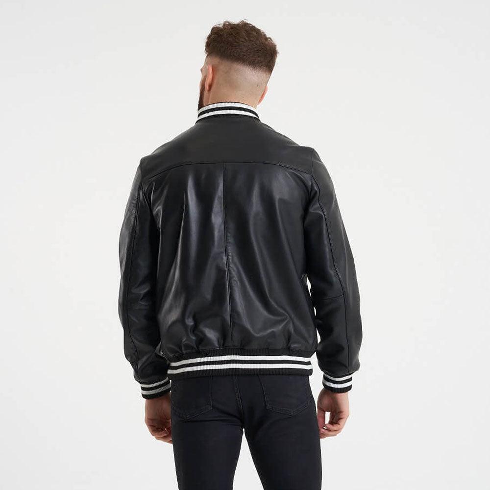 Stylish Men's Genuine Leather Varsity Bomber Jacket