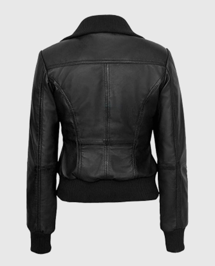 Women's Bomber Black Leather Jacket