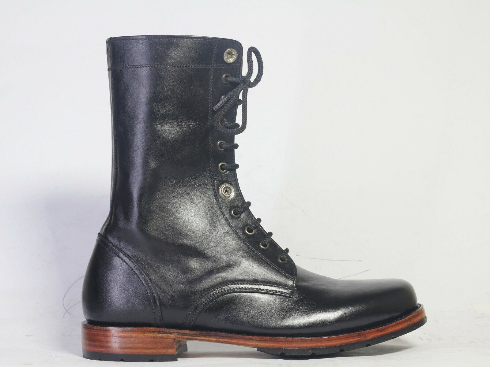 Handmade Men's Black Leather Lace Up high Boots, Men Ankle Fashion Boots