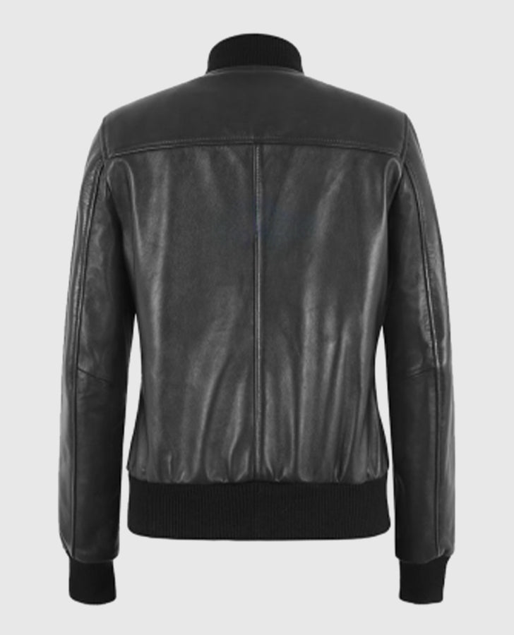Alpha 2 Women's Black Bomber Leather Jacket