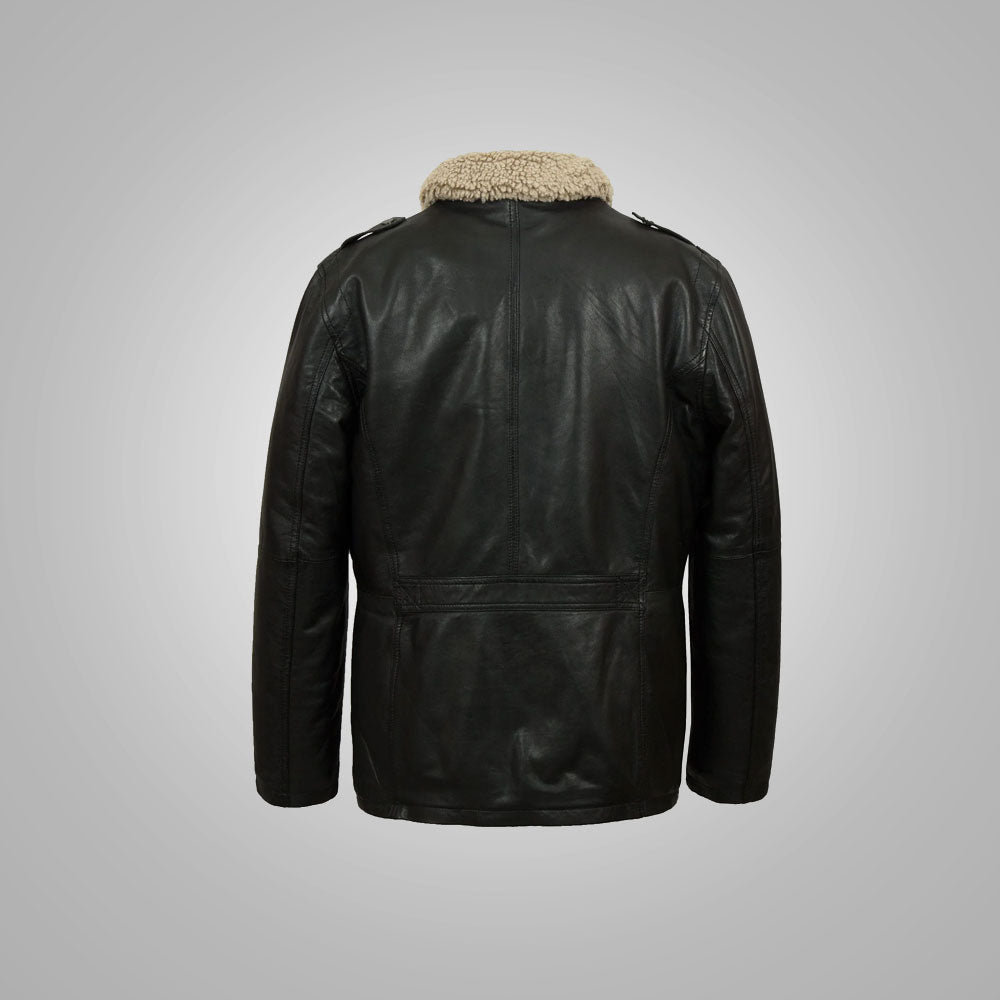 Mens Black Sheep Nappa Leather Coat