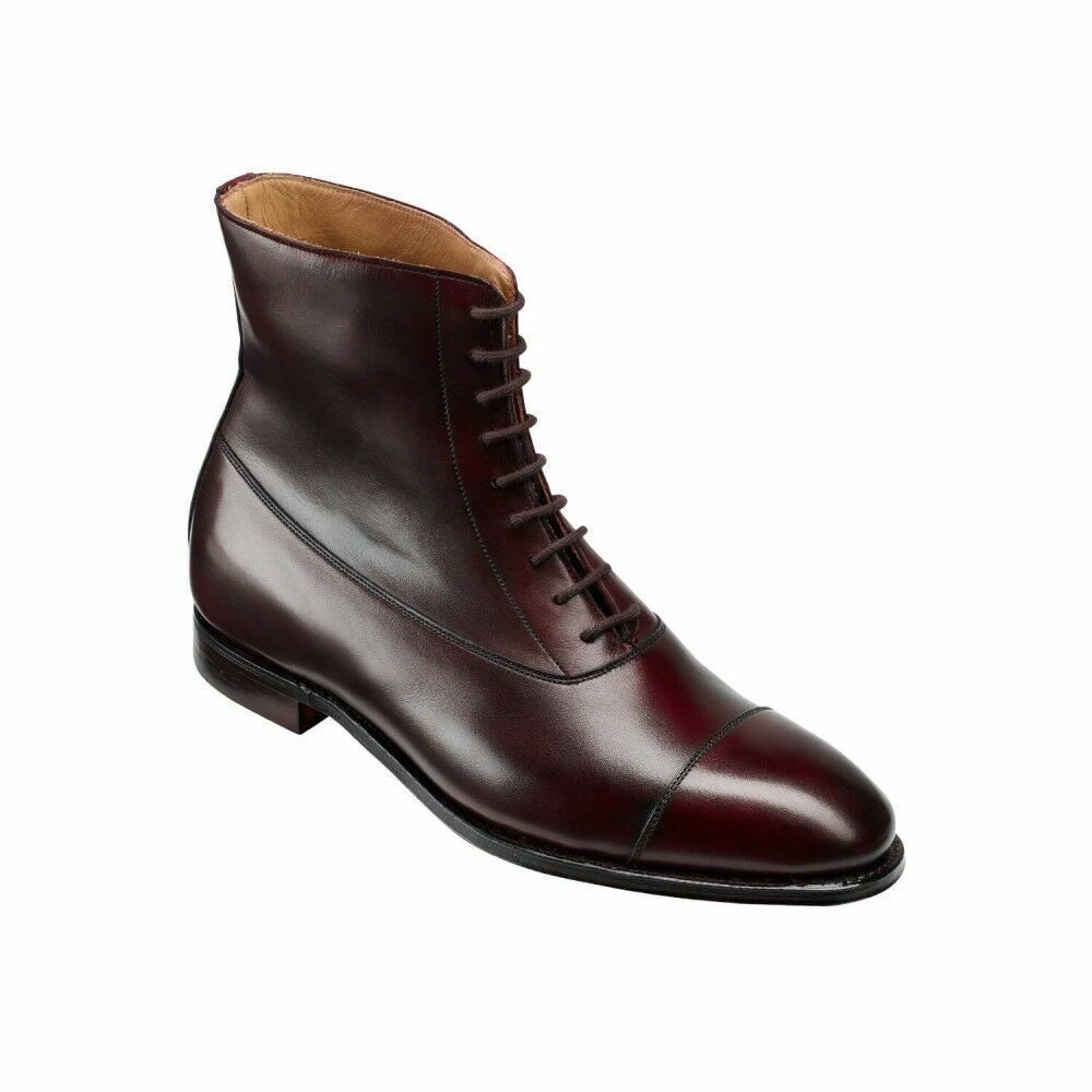 HIGH QUALITY-Handmade Ankle Lace Up Boots, Formal Toe Cap Marching Boots For Men