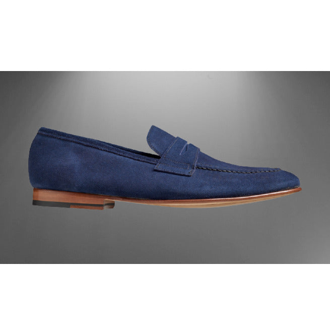 Handmade Men Blue Suede Leather Casual Party Slip on Shoes, Loafer Shoes