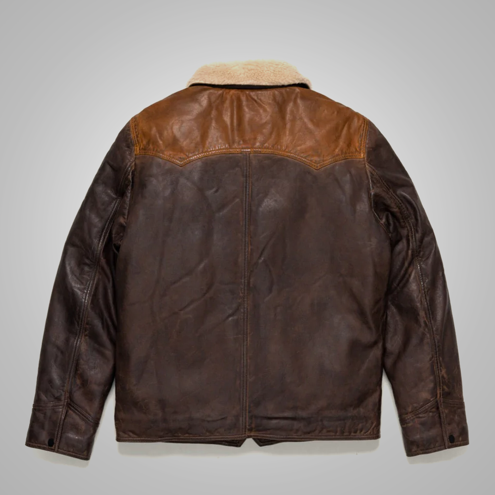 Mens Chocolate Brown Western Suede Leather Bomber Jacket