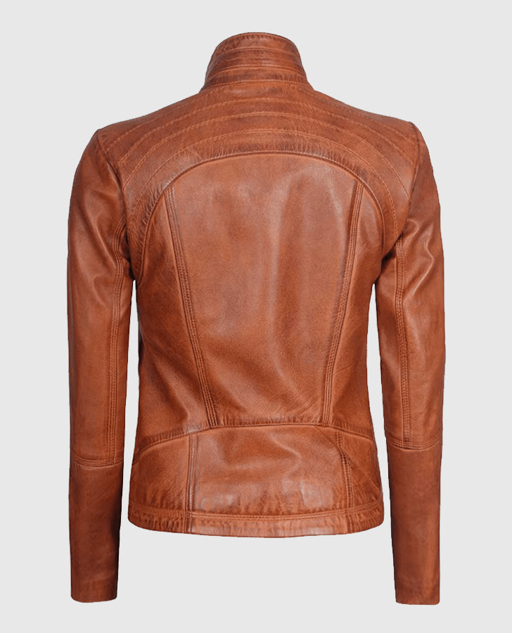 Women's Acerra Real Cognac Brown Leather Jacket