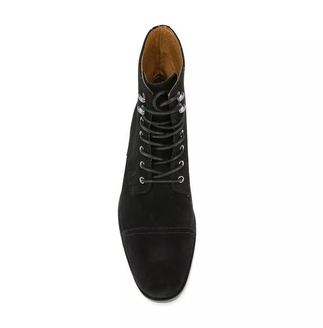 Handcrafted Mens Fashion Black Suede Lace Up Boots, Men Suede Ankle Boots