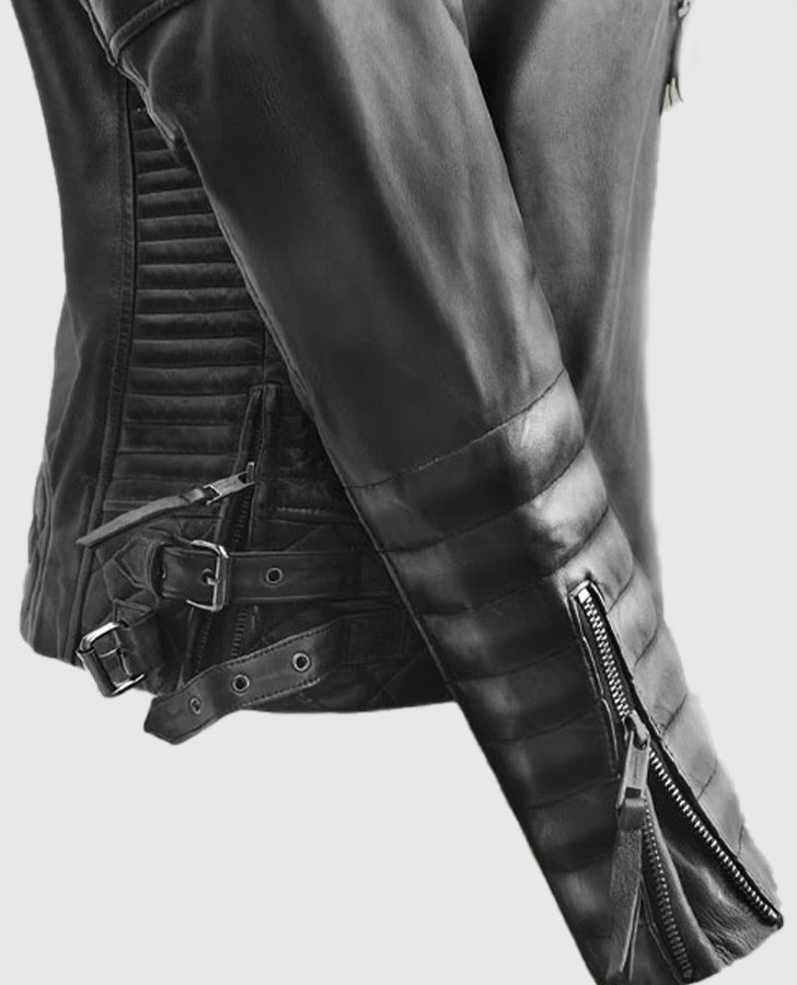 Charlotte Burnt Biker Leather Jacket
