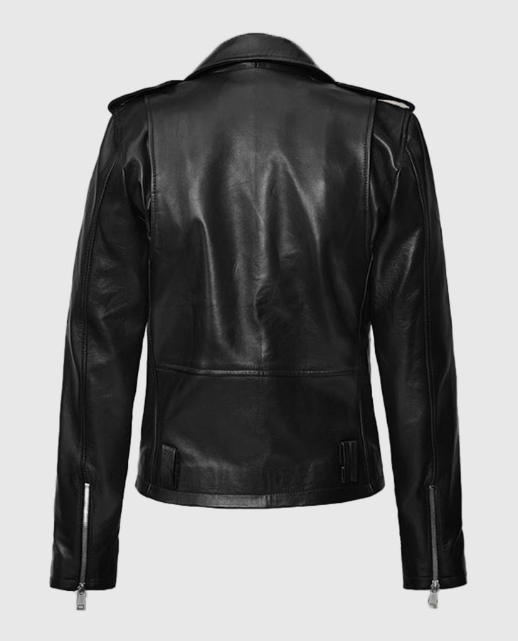 Lucy Hale Black Biker Leather Jacket