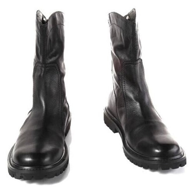 Handmade Men Black Back Zip Up Boots, Men Military Style Boot, Men’s Boots