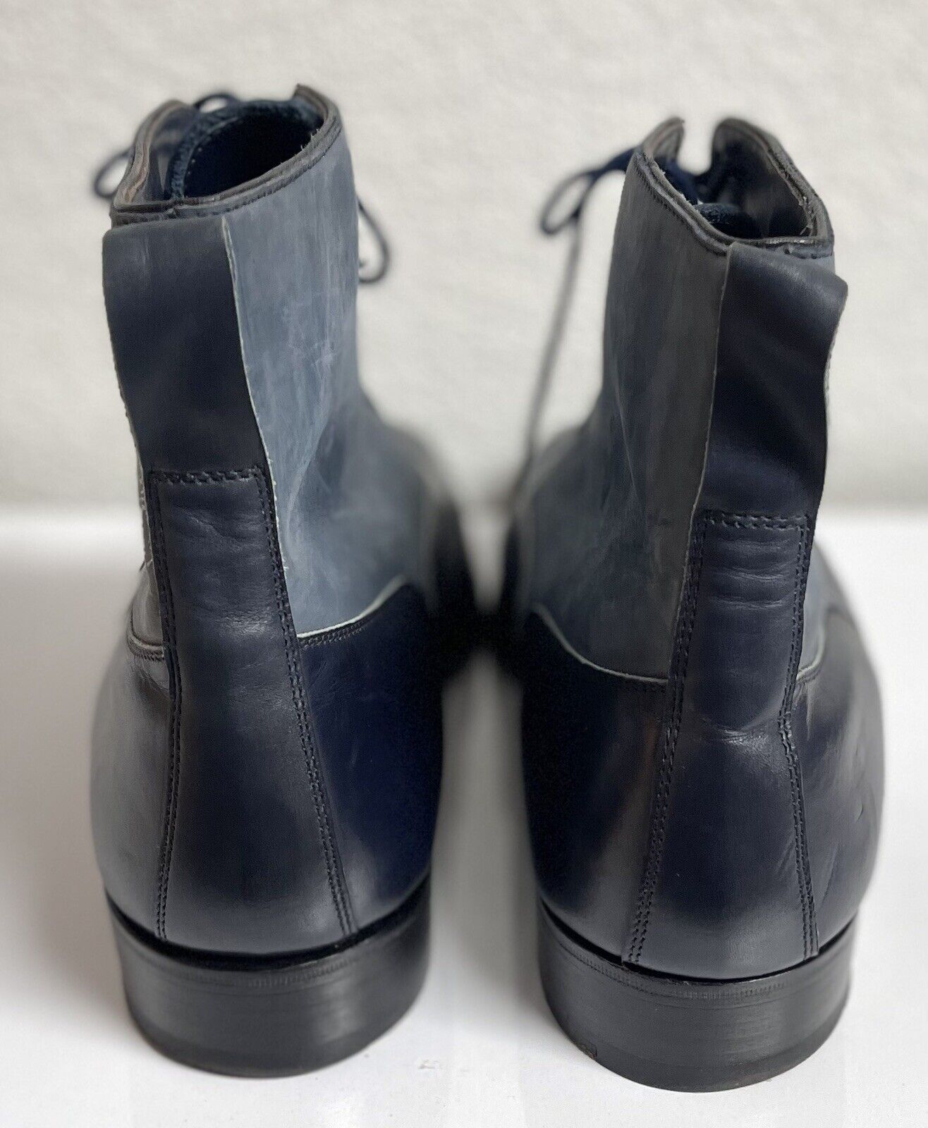 Handmade Men Suede & Leather Blue Ankle Boots