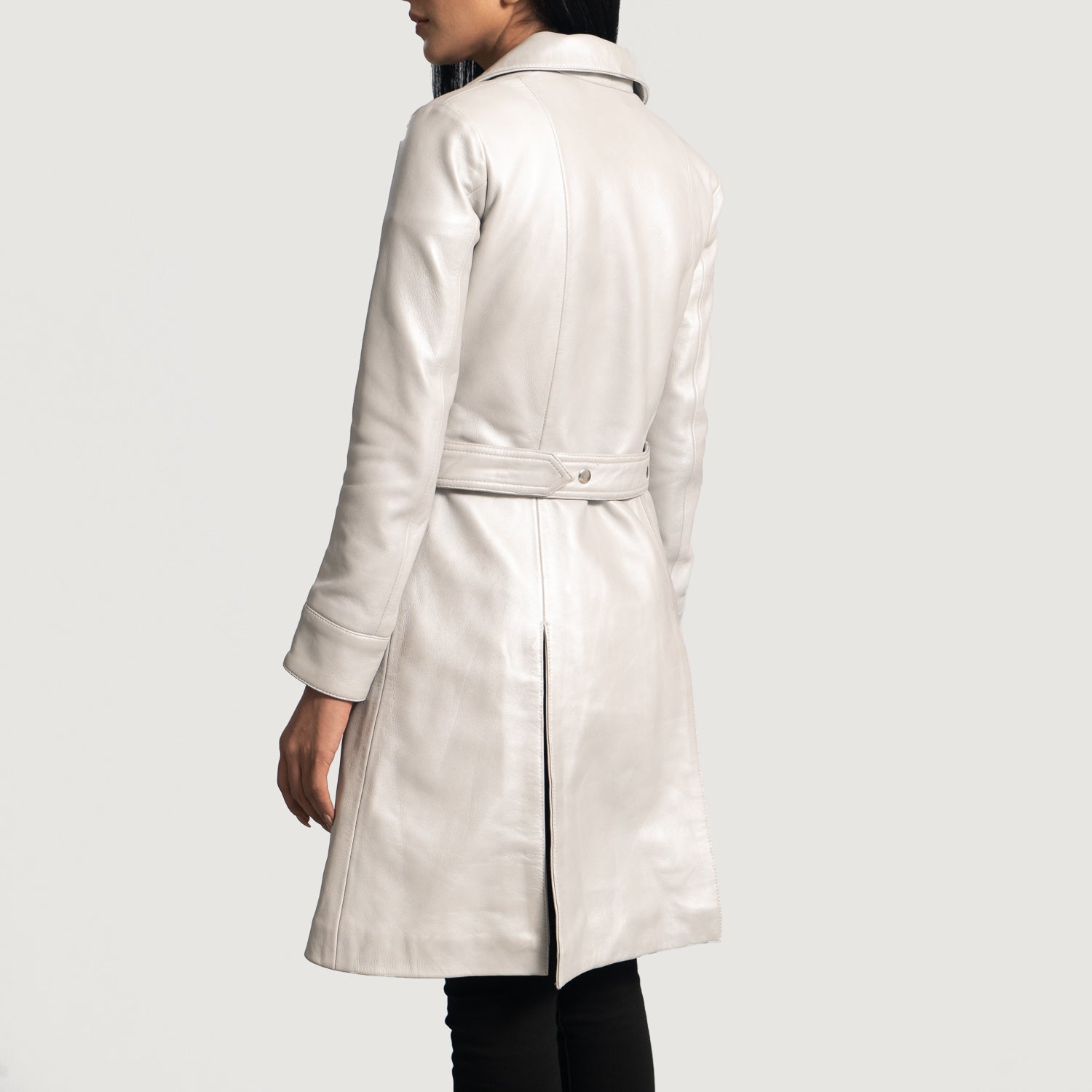 Moonlight Silver Leather Coat