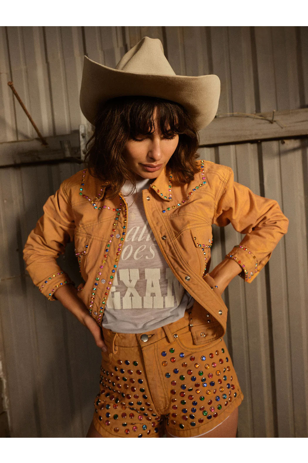 Women Brown Spiked Studded Style Silver Retro Motorcycle Leather Jacket