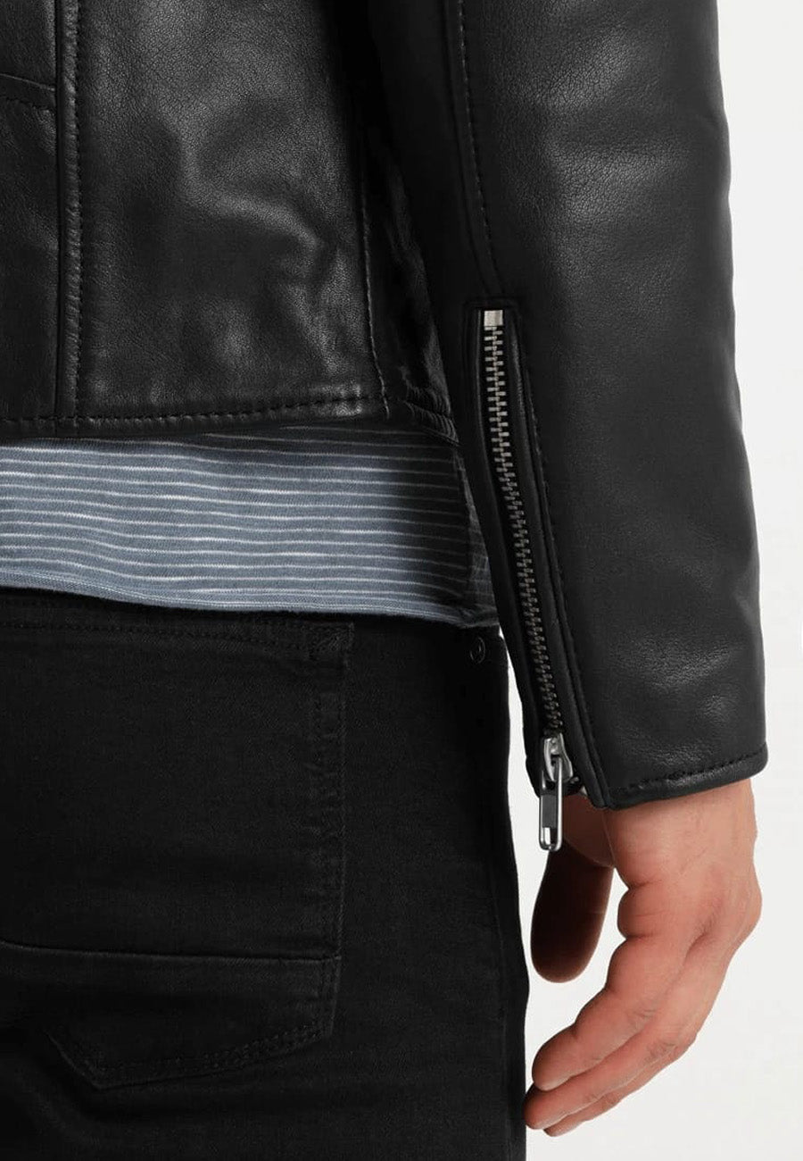 Men's Black Leather Biker Jacket