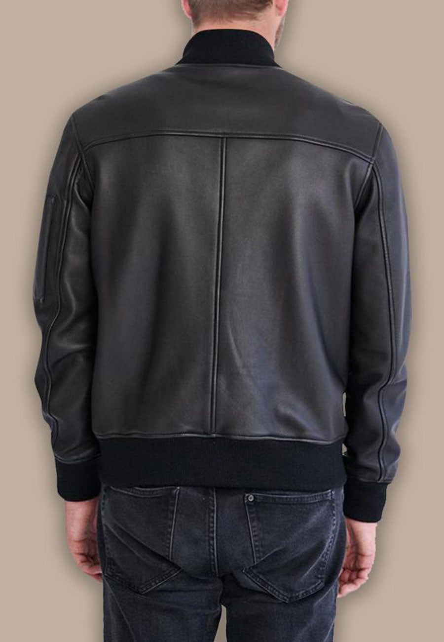 Stylish Black Leather Bomber Jackets for Men