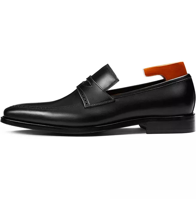 Black Handmade Leather Formal Moccasins, Slip Ons Dress Shoes