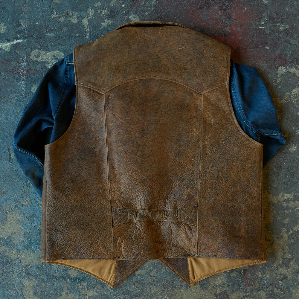 Brown Mens Sheepskin Leather Cowboy Vest