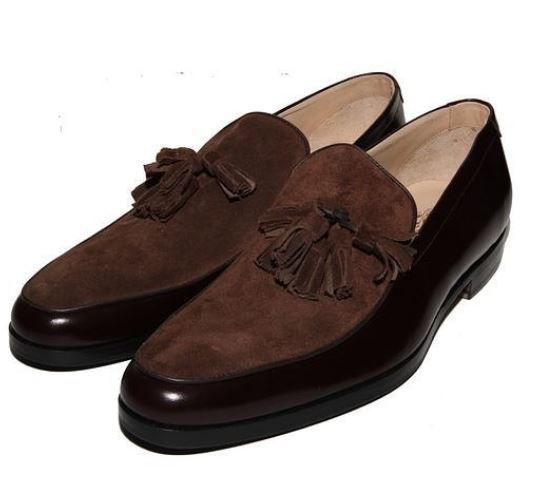 Tassel Loafer Slip Ons Superior Suede Leather Black Brown Men Handmade Shoes