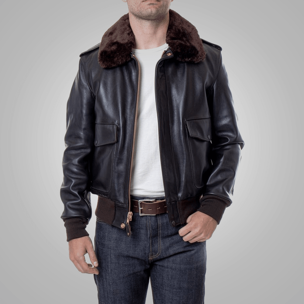 Men's Brown RAF A2 Cowhide Leather Flight Jacket - Timeless Aviation Style