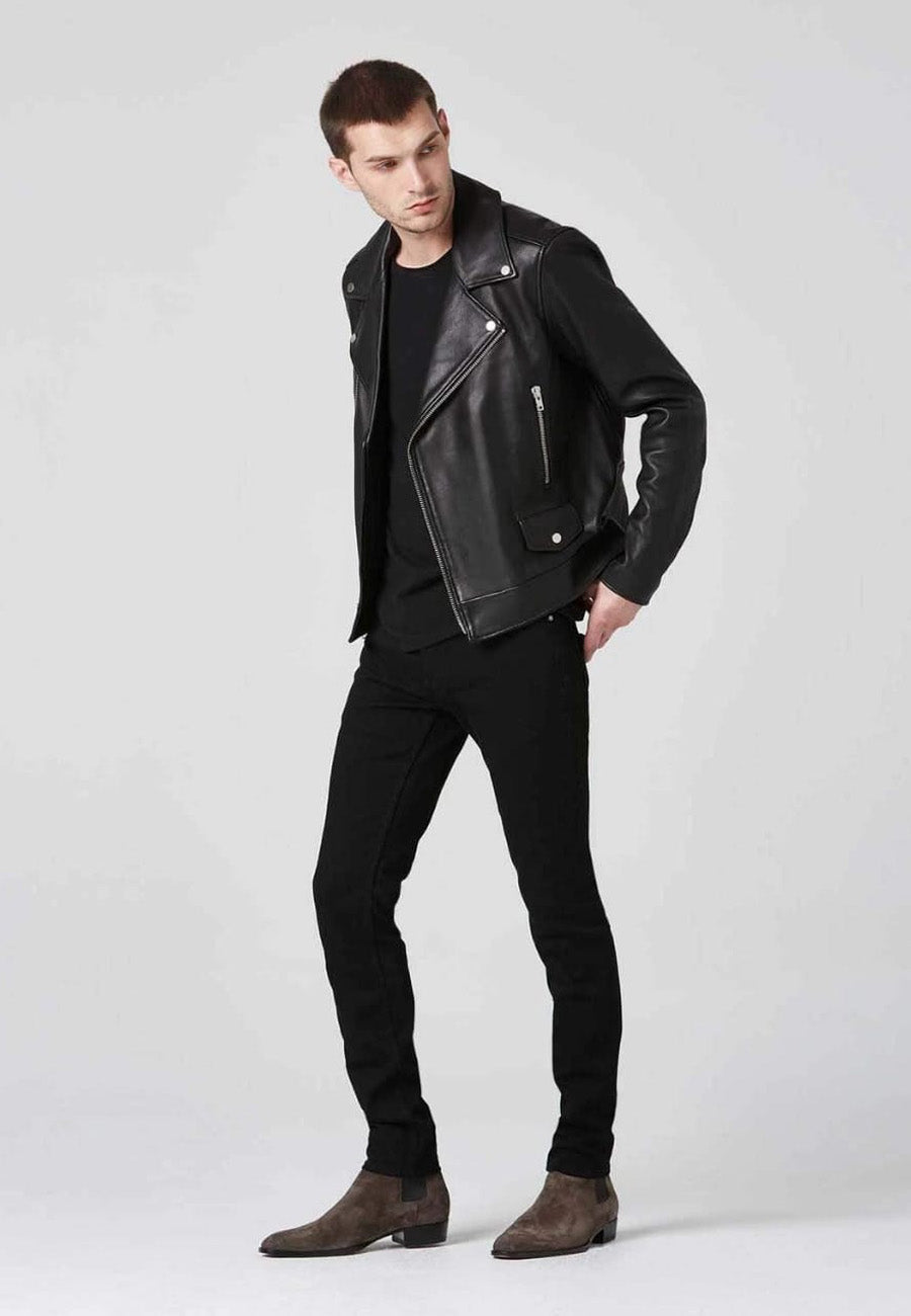 Men’s Black Genuine Leather Biker Jacket