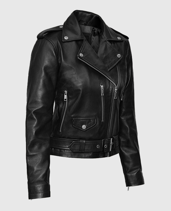 Lucy Hale Black Biker Leather Jacket