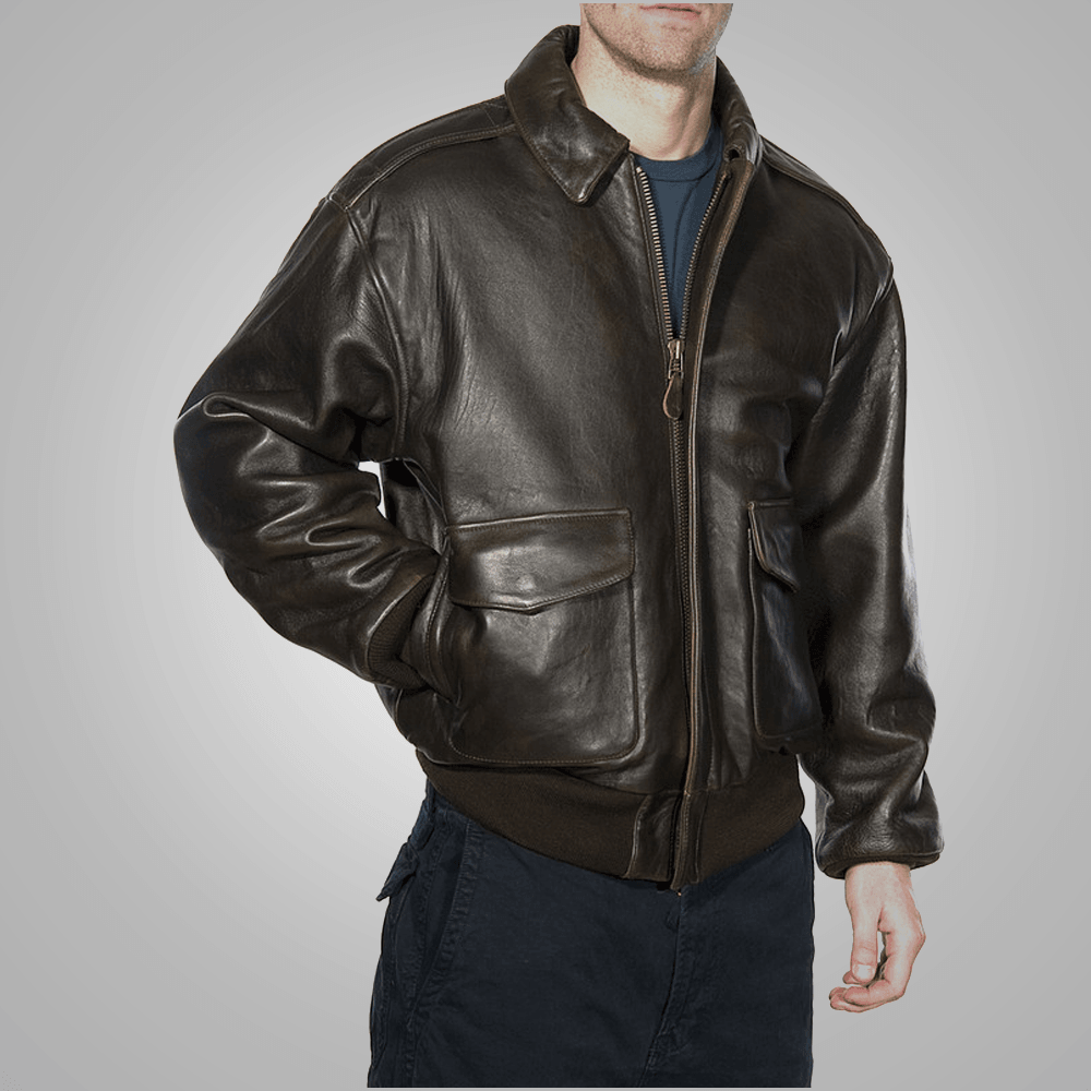 Classic Brown Lambskin A2 Leather Jacket for Men - Vintage Aviator Style