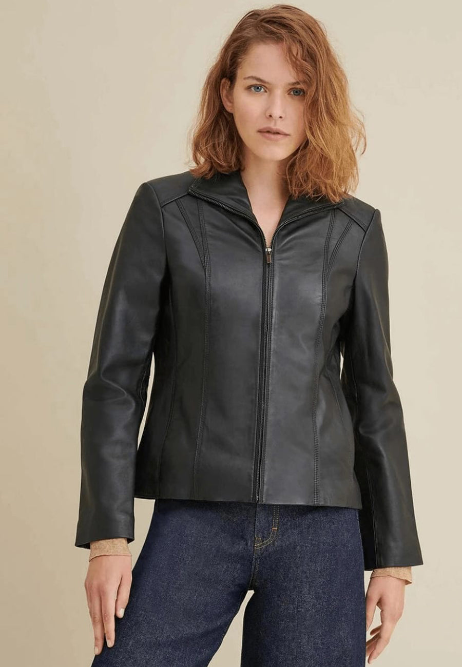 Women's Classic Black Leather Jacket