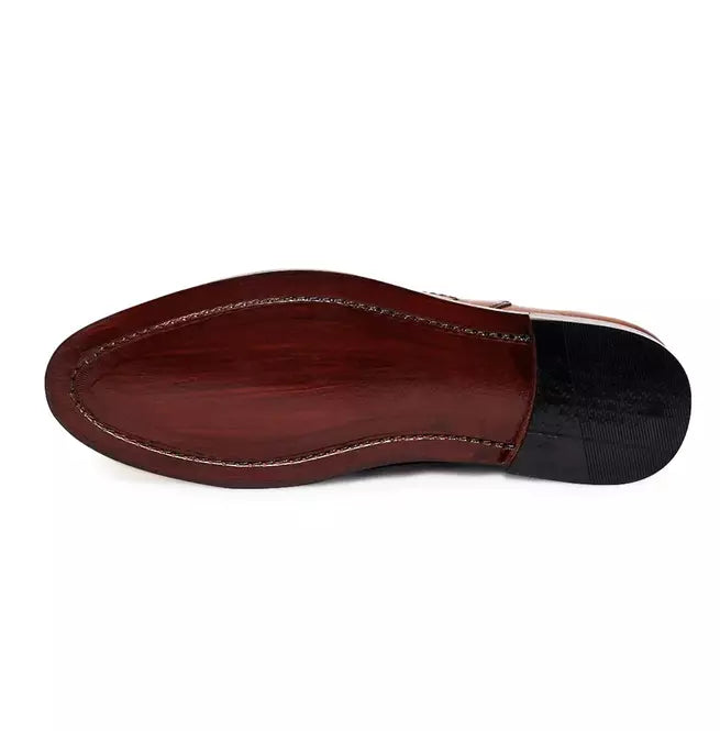 Brown Leather Slip Ons Formal Moccasins Dress Shoes For Mens