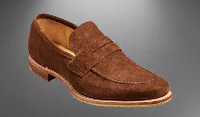 Handmade Men Brown Suede leather moccasin shoes, brown suede loafer shoes