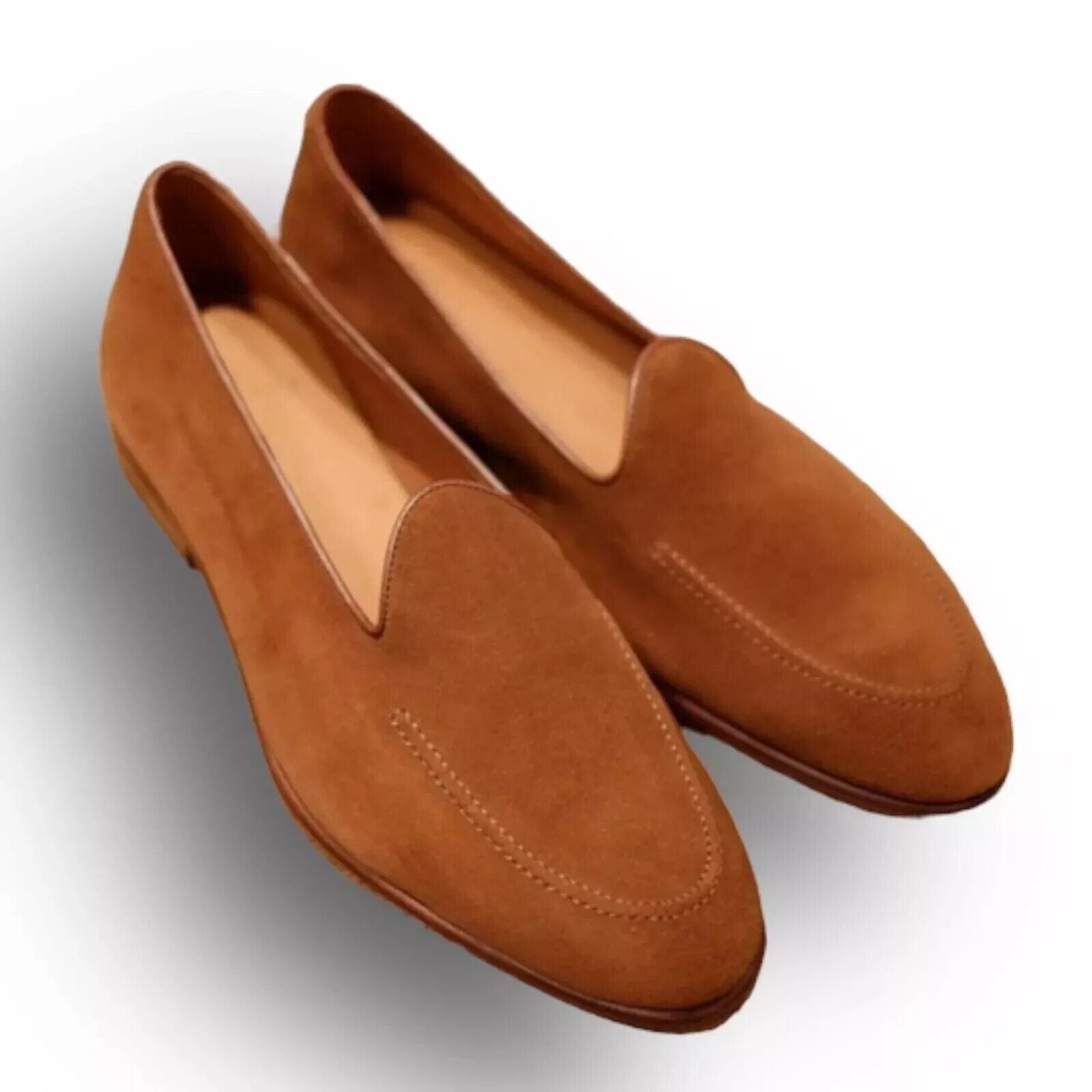 Handmade Mens tan brown suede moccasins, Mens penny loafer, Loafer for men