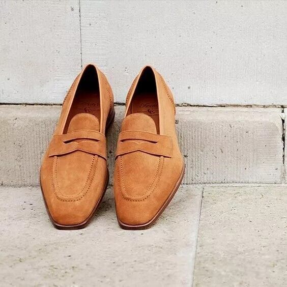 Handmade Mens Shoes, Mens Tan suede Shoes, Men Suede leather moccasins Loafer