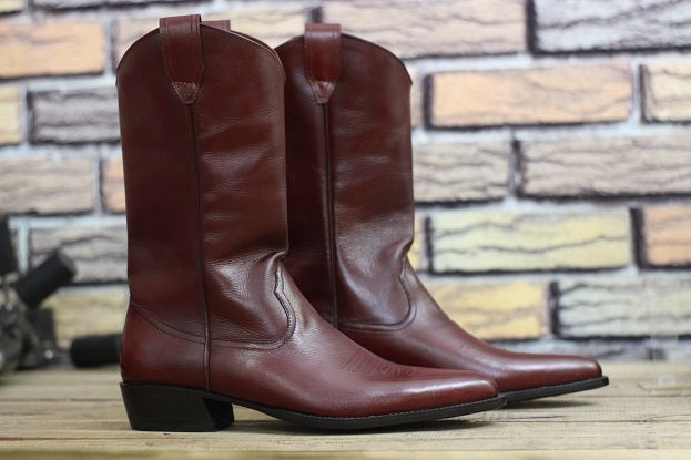 Men's Handmade Pure Cowhide Leather Brown Cowboy Boots