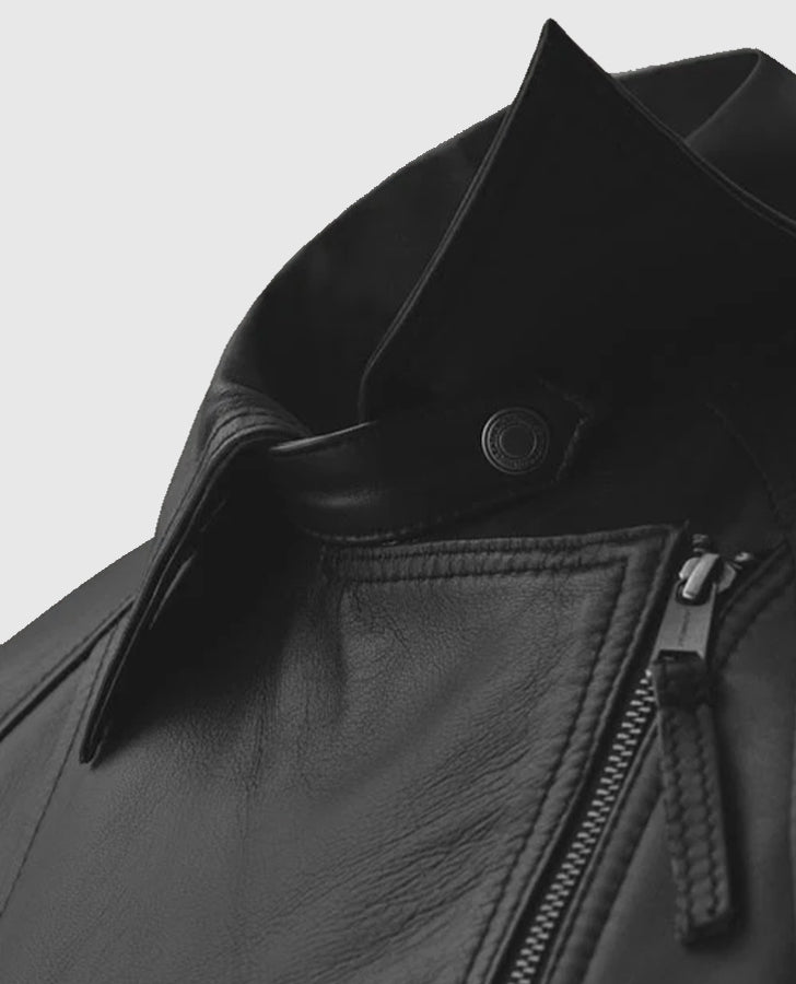 Women's Black & White Biker Leather Jacket