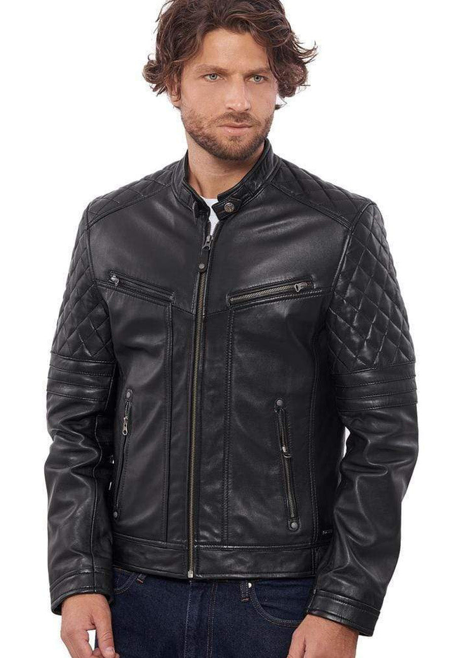 Men's Black Leather Biker Jacket