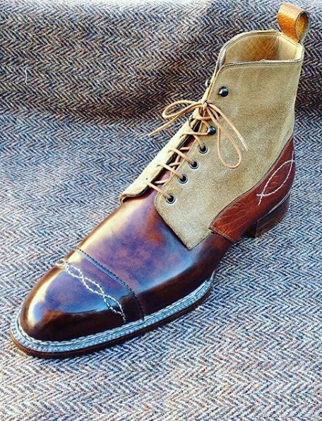 Handmade brown leather ankle boots for men, men leather boot in brown color