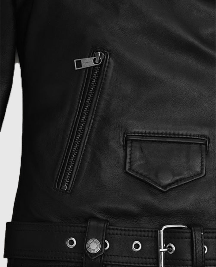 Vox Lux Natalie Portman Black Biker Leather Jacket