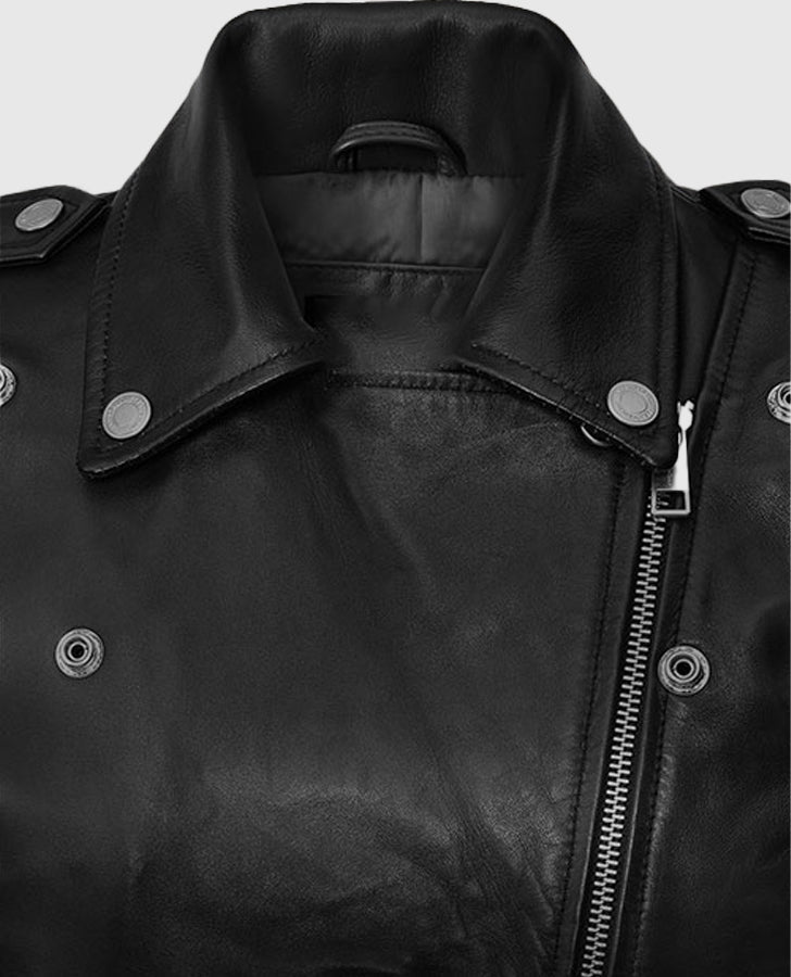 Lucy Hale Black Biker Leather Jacket