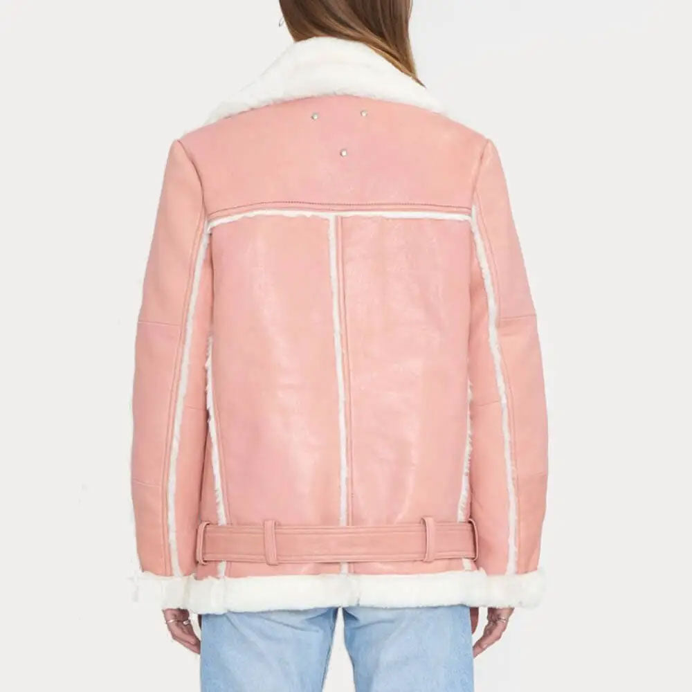 WOMEN’S ROSE BLOSSOM SHEARLING LEATHER JACKECT