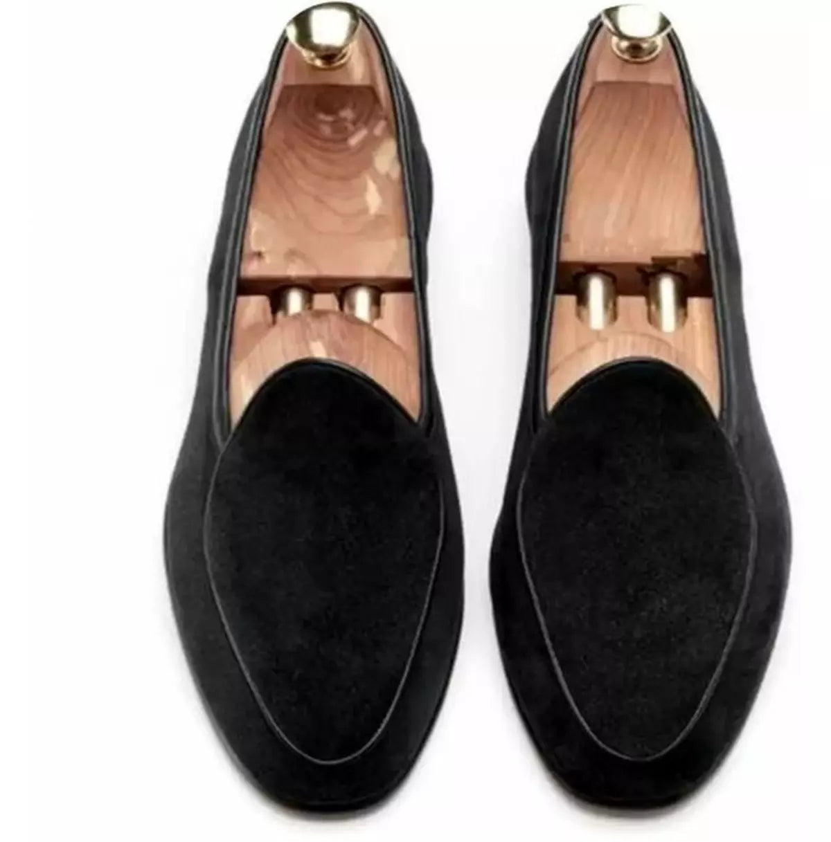 Black Suede Formal Moccasins Slip Ons Dress Shoes